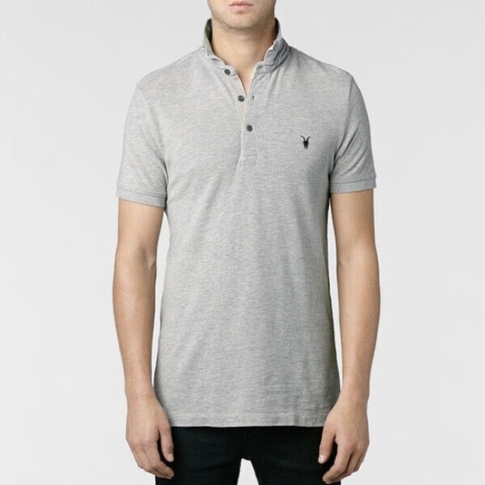ALLSAINTS Pique Polo shirt w/embroidered logo EUC
